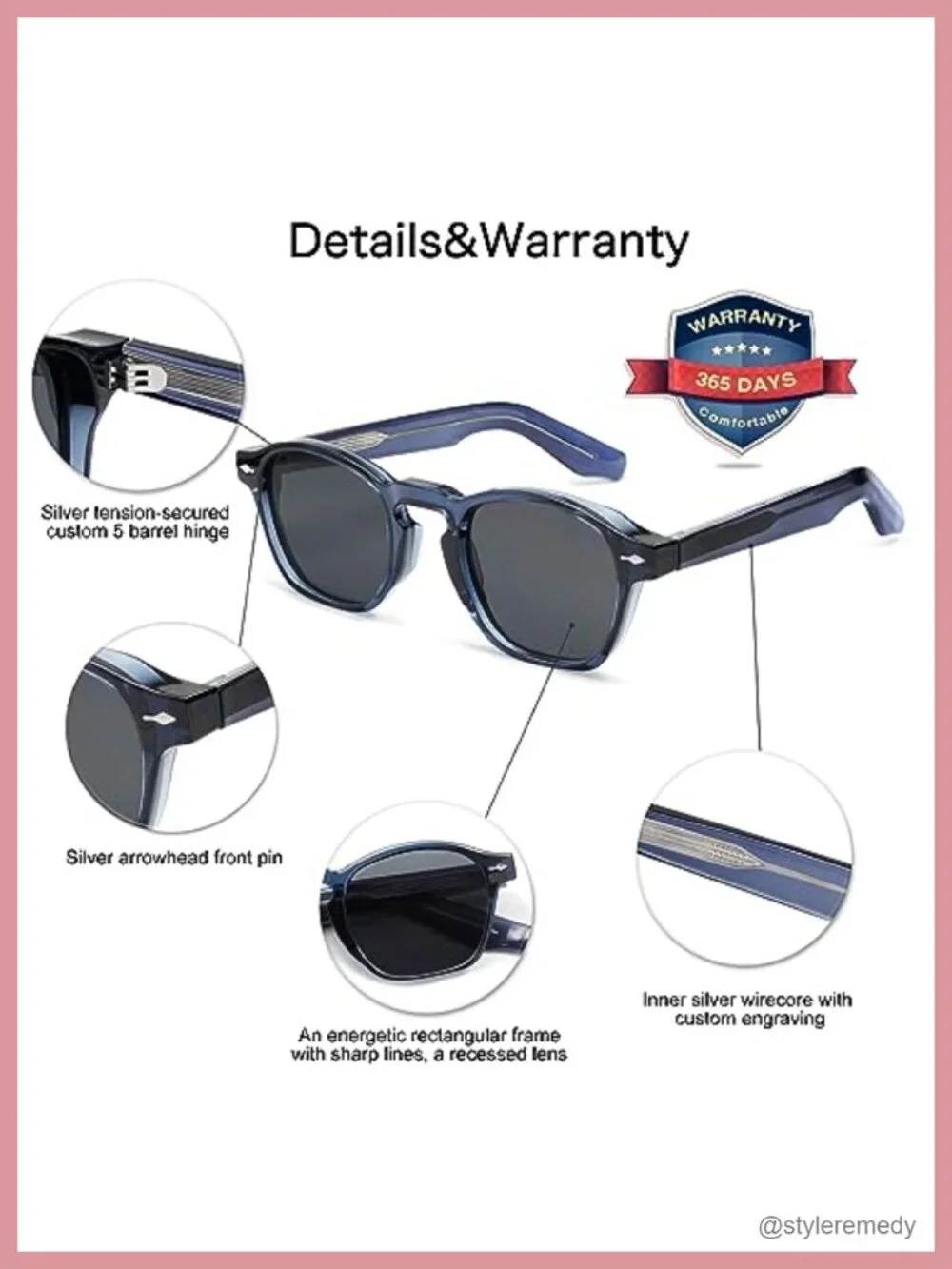 Retro Square Sunglasses UV400 Protection Slim Frames Vintage Intellectual Style